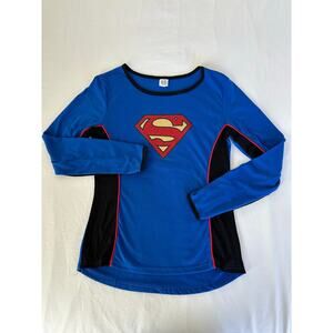 Super Woman Super Hero Blue Jersey Long Sleeves Halloween Costume Size M